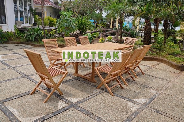 Garden Furniture Sets - Teak Folding Chair And Extending Table