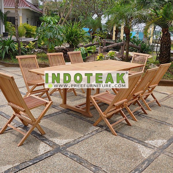 Garden Furniture Sets - Teak Folding Chair And Extending Table